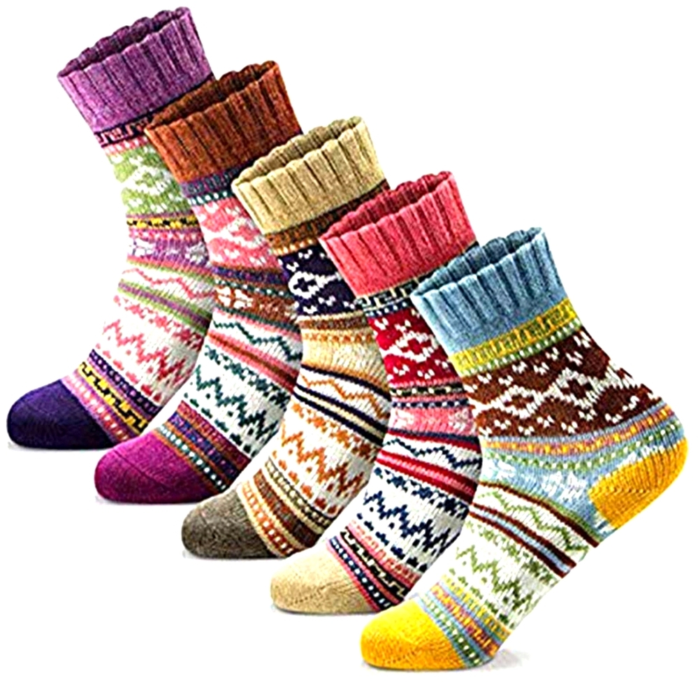 NEW Vintage Fall/Winter Soft, Warm, Multicolor socks. 5 Pairs